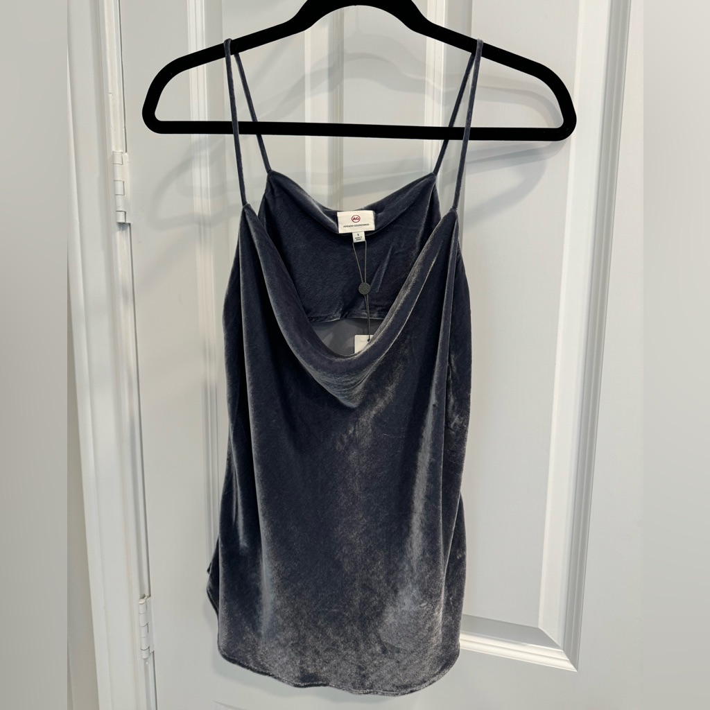 New Ag Adriano Goldshmeid Velvet Cowl Neck Tank